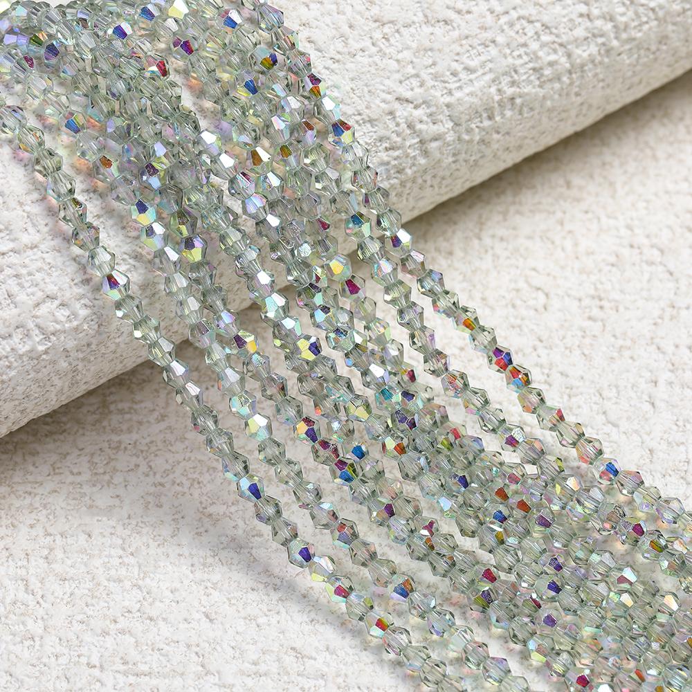 1 Strip 4mm Shiny Crystal Beads Bicone Beads 80pcs Glass Beads Loose Spacer Beads for Bracelet DIY Jewelry Making