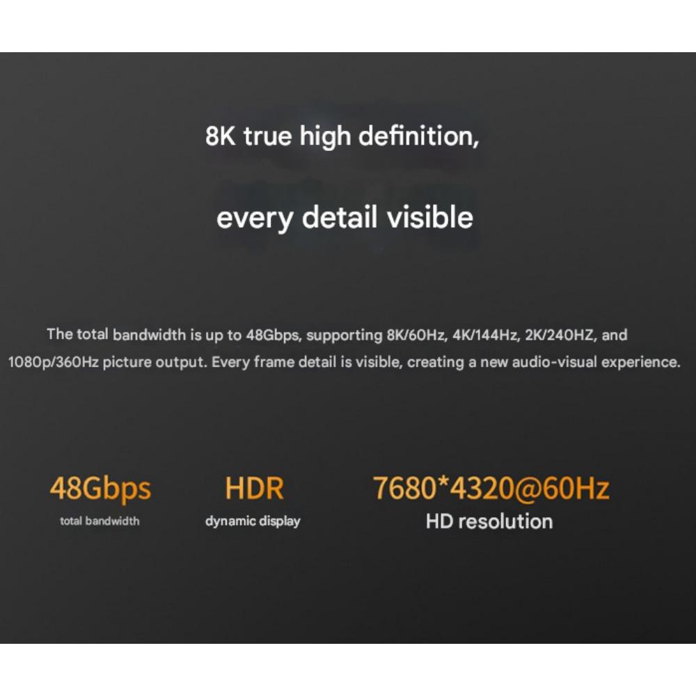 HDMI 8K 60Hz HD Cable, Monitor, TV, Laptop, Projector, Set-top Box Cable