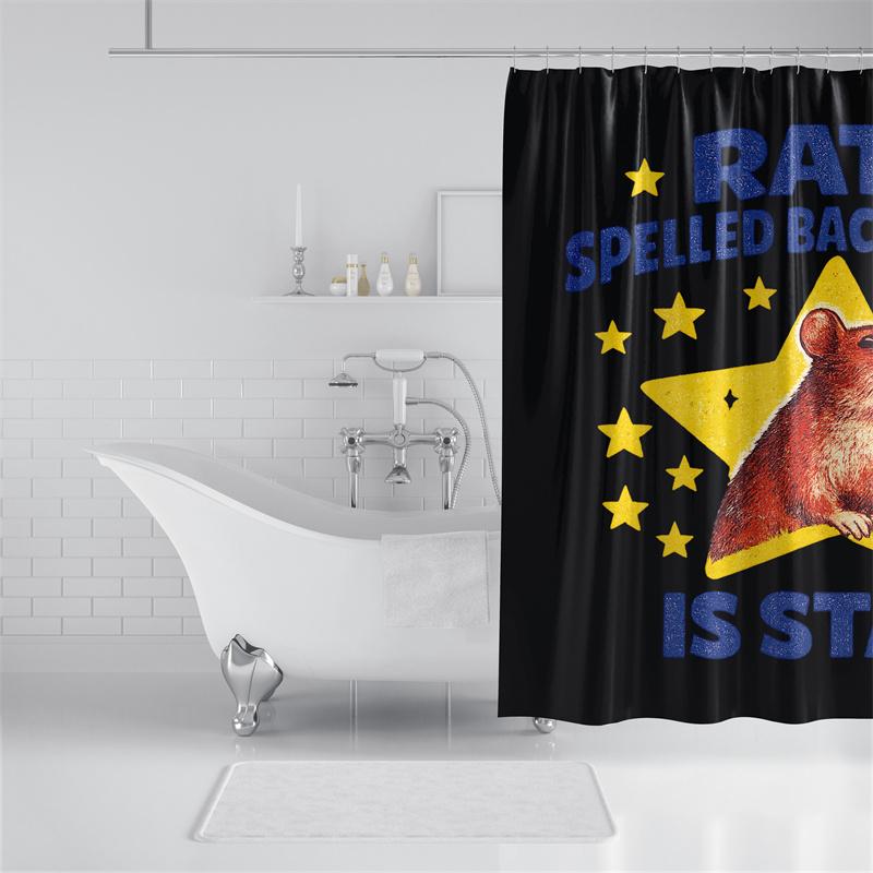 Aertemisi Rats Spelled Backwards Is Star Funny Rat Quote Shower Curtain Set With Grommets And Hooks For Bathroom Decor