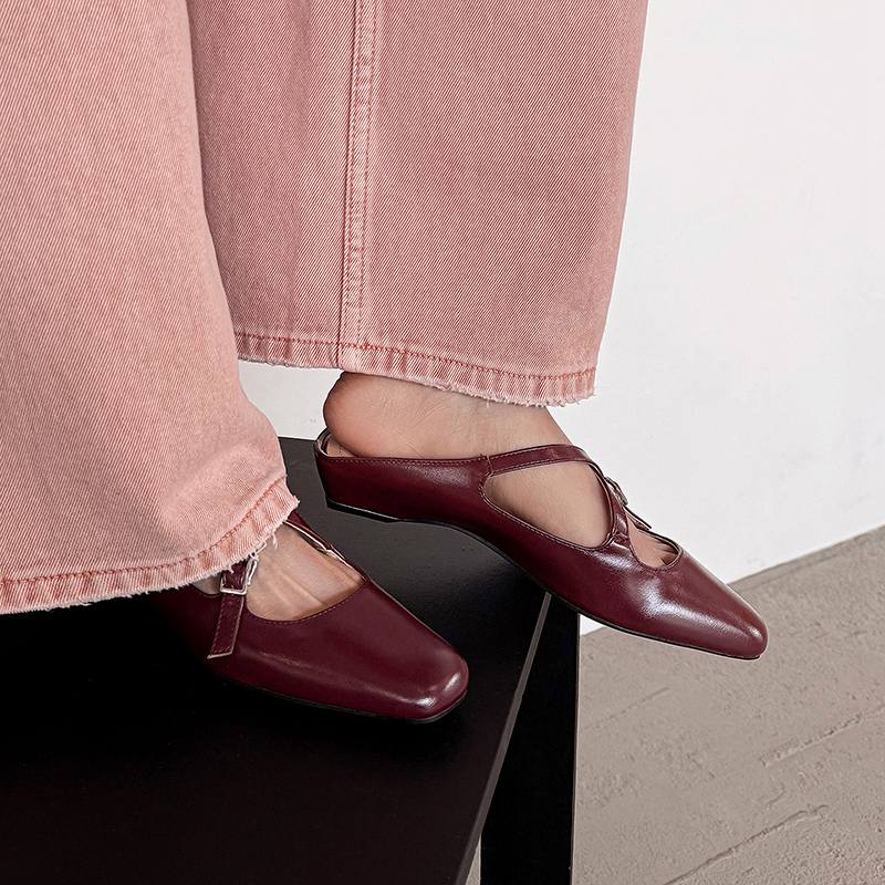 Krazing Pot Microfiber Mules Med Heels Office Lady European Design Fashion Summer Size 43 Size 42 Women Sandals