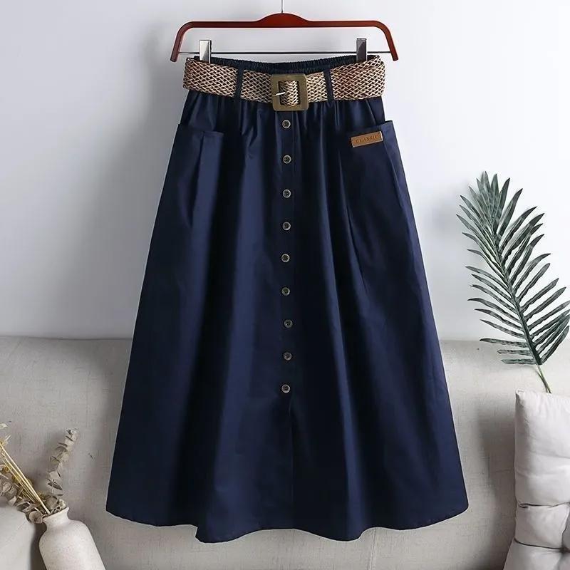 Skirt Women Summer Casual Versatile Elastic High Waist Loose   Skirt Oversize Stretchy Slim Solid Colour Skirt