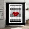 Modern Bathroom Shower Curtain with Bold Red Lip Print: Eye-Catching Stylish Decor for Your Bath Area White Circular Pattern Bac