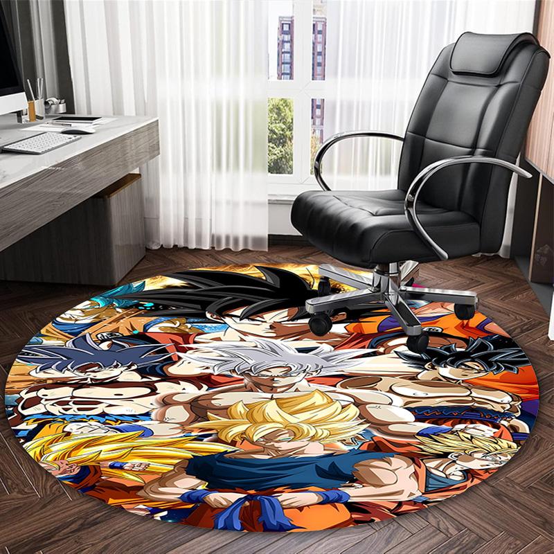 1pc Dragon Ball2 Print Round Carpet Chair Round Carpet Suitable for Bedroom Living Room Home Decorative Carpet