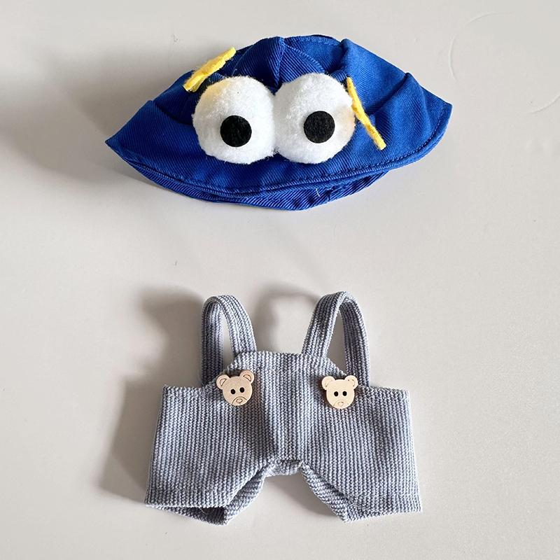 Labubu Clothes Cartoon Overalls 2-Piece Set For 17Cm Dolls Overalls& Cap Labubu Doll Clothes For Photography Props