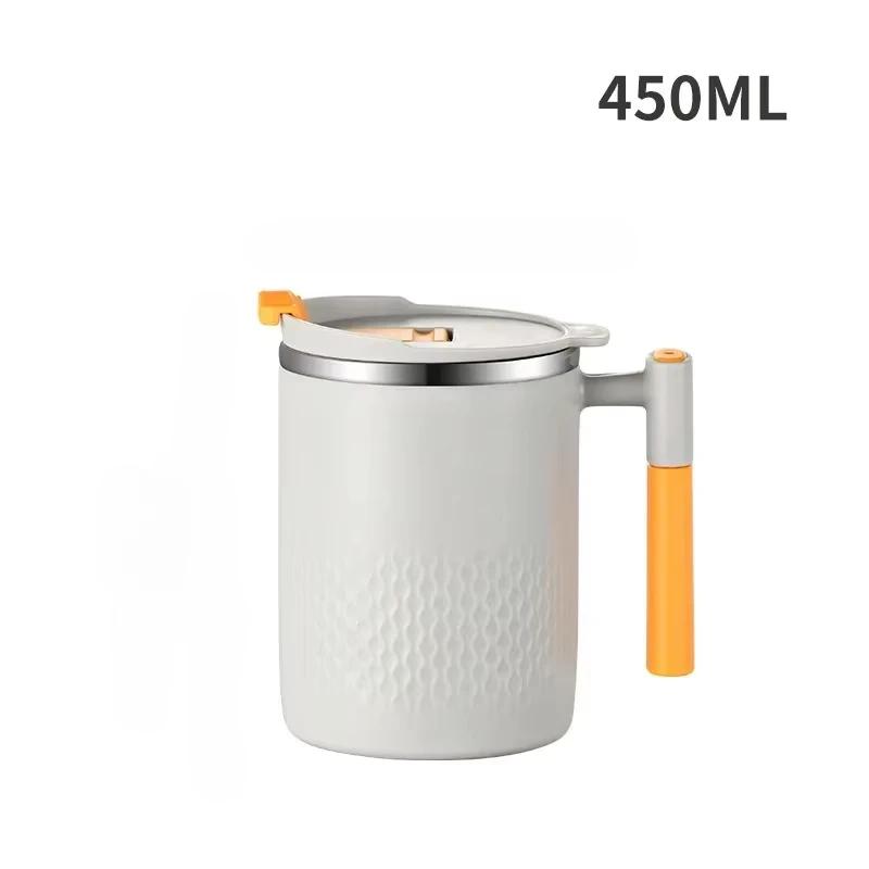 Stainless Steel Mug with Handle and Lid Double Wall Heat-resistant Anti-scald Coffee Cup Household Office Milk Oatmeal Water Cup