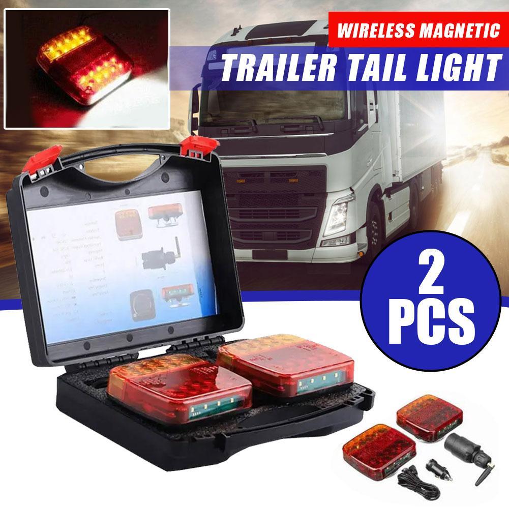 Rechargeable Wireless Reflective Lens Truck Taillights Brake Lights LED Trailer Rear Tail Turn Signal Lamp Caravan Camper Lorry
