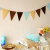 Kaffeebraun Blau Partydekorationen Papier Wimpelkette Dreiecksflaggen Girlande Teddybär Safari Wild Babyparty Gender Reveal