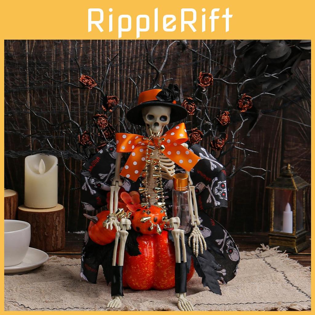 Pumpkin Halloween Skeleton Tabletop Ornament Party Decoration Spooky Event Props