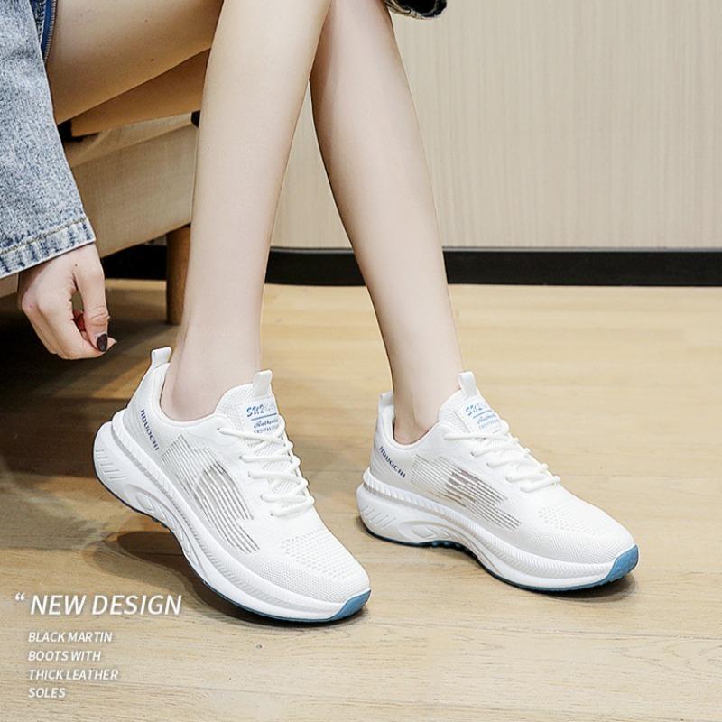 Fashion Shoes Women 2025 Summer Height Increase Fly Weave Soft Bottom Shoes Breathable Mesh Sneakers Outdoor Sports Running Shoes Women