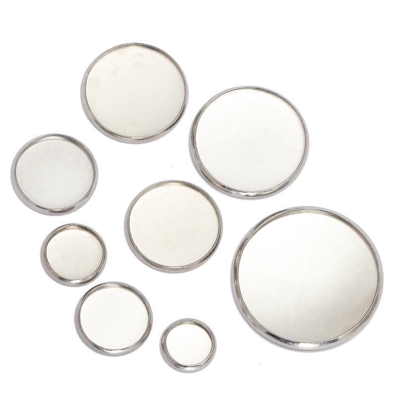 20pcs Stainless Steel Cabochon Cameo Base Round Bezel Tray Blank Base Fit 6-30mm Cameo Base Settings for Jewelry Making DIY