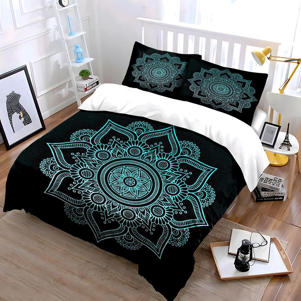 Mandala Art Decor Set Soft Comfortable Duvet Cover Bedding Set Included 1*Duvet Cover & 2*Pillowcases, Gift