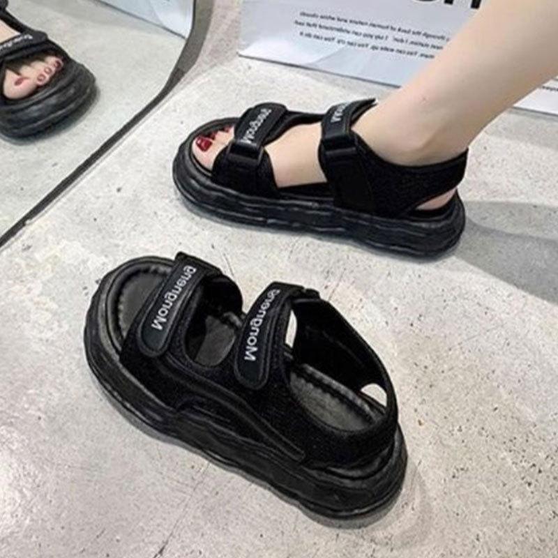 Sportsandalen Damen Sommer 2025 neu vielseitig leicht Plateau lässige Strandschuhe Klettverschluss-Sandalen