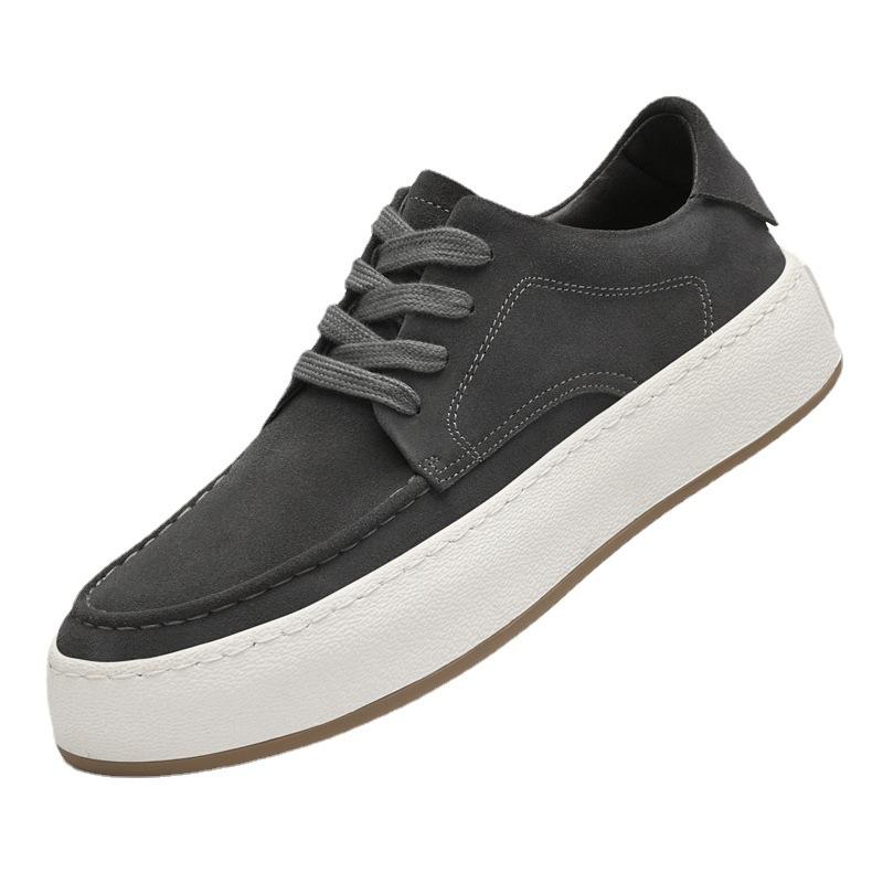 Chaussures pour hommes automne respirantes bout rond à lacets chaussures blanches daim polyvalentes semelle épaisse chaussures tendance marque chaussures décontractées quotidiennes