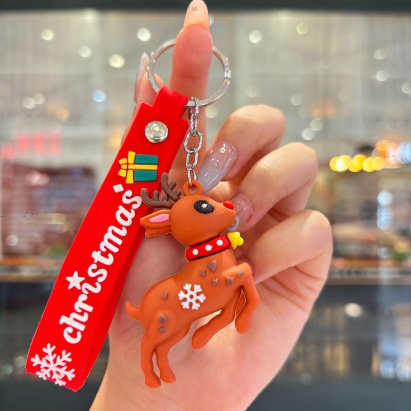 2Pcs Cartoon Cute Santa Claus Tree Keychain Christmas Party Decoration Bag Ornaments Car Key Pendant Exquisite Small Gift
