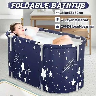 Foldable Adult Bathtub, Portable Deep Soak Tub for Small Spaces, Thickened Insulated Round SPA Bath, Space Saving Home Upgrade