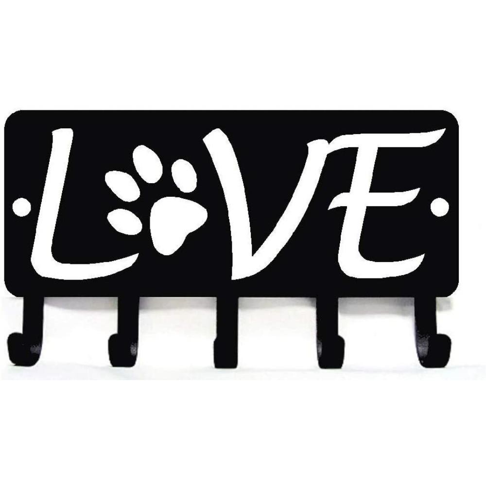 Dog Paw Key Holder Wall Hook and Leash Organizer Metal Home Decor чёрный