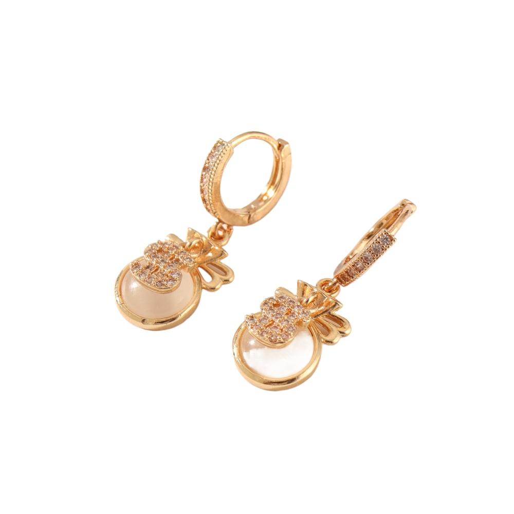 Money Bags Shape Dangle Earrings for Women 2025 New Fashion Golden Cubic Zirconia Drop Earring Wedding Party Jewelry Accessories