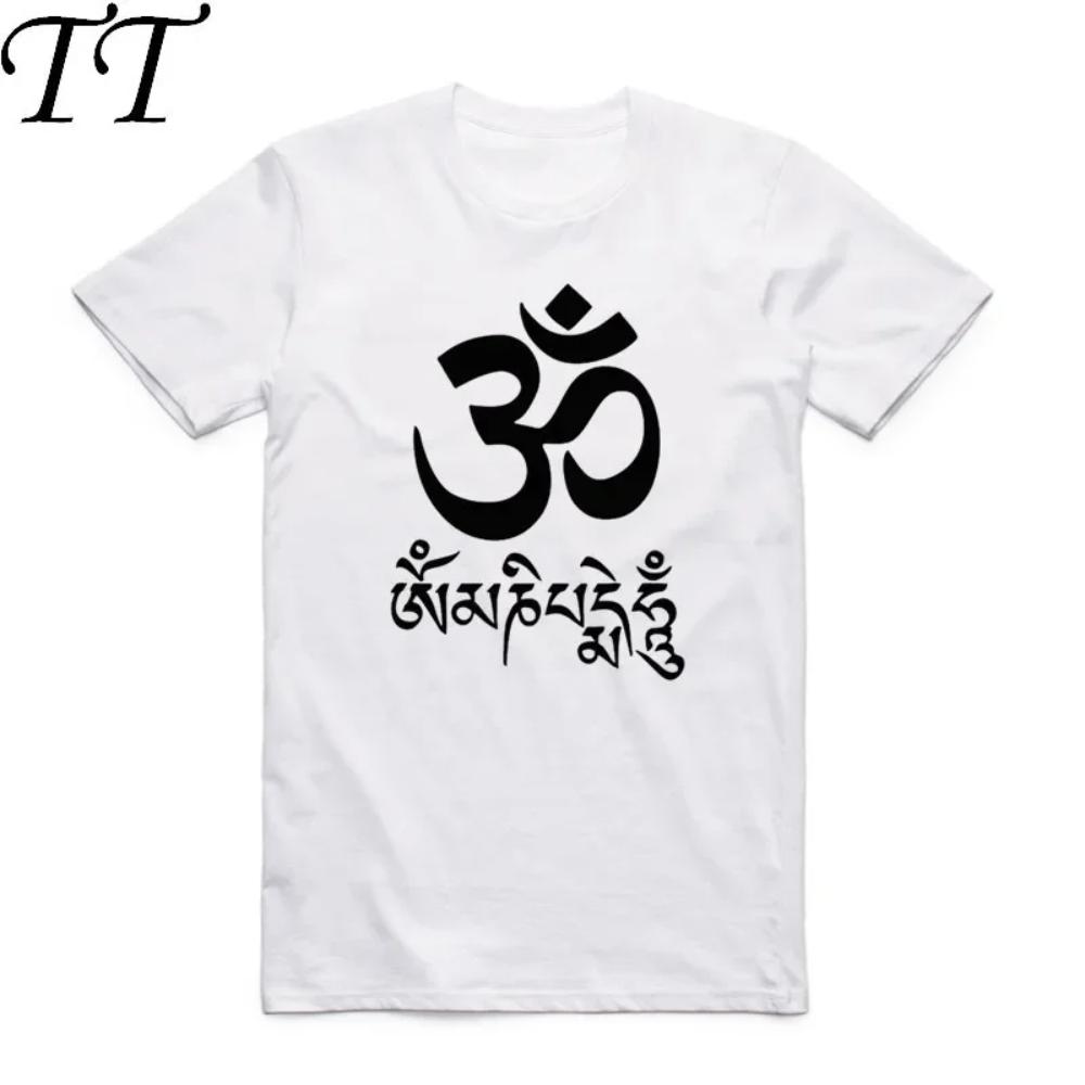 2026 Summer Print JN BUDDHISM OM MANI PADME HUM T Shirt Short Sleeves O Neck Tibetan Buddhism Thangka Six Words Ring T-shirt