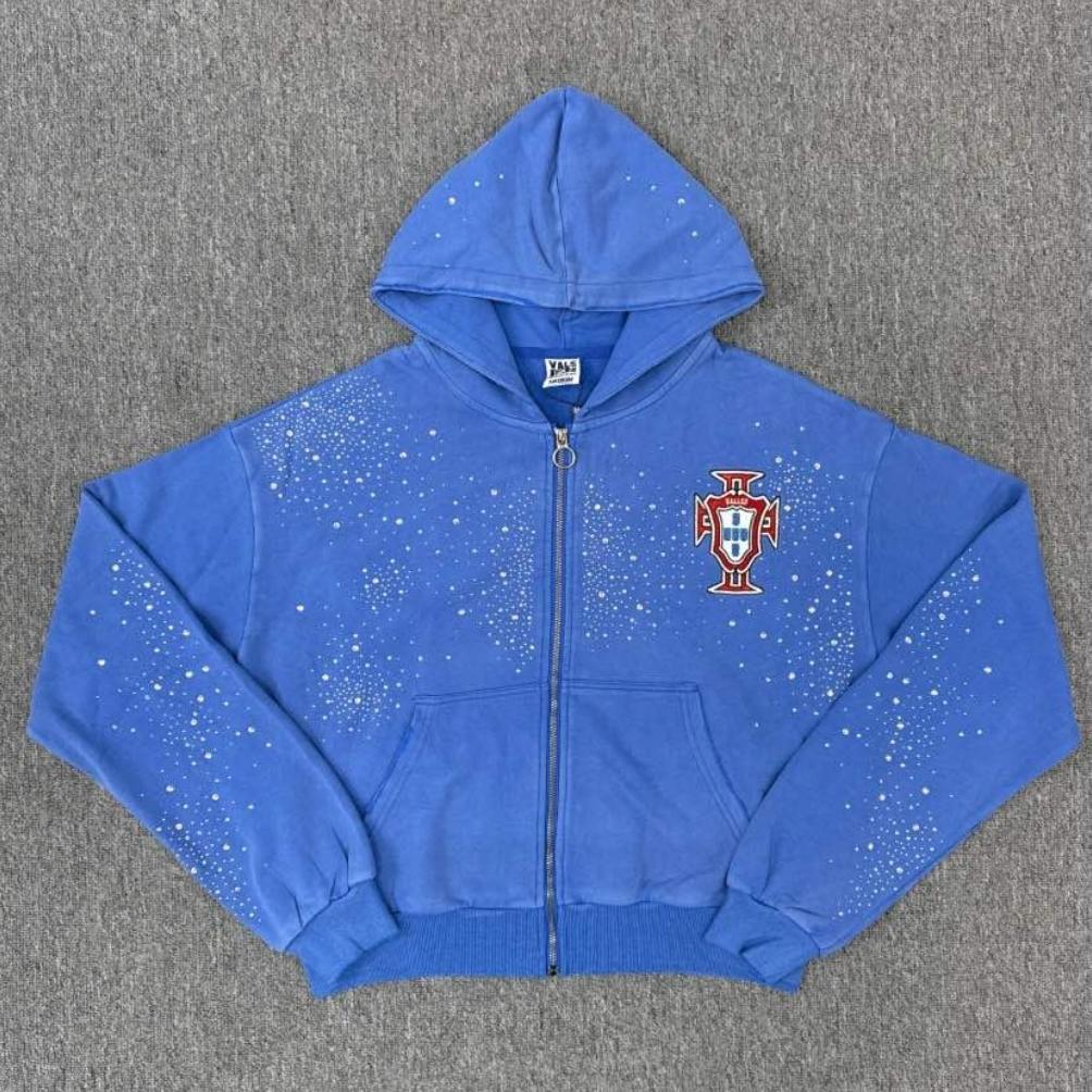 FolwStreet Streetwear Druck Y2K Kapuzenpullover Herren Damen Reißverschlusstasche Kapuzenpullover