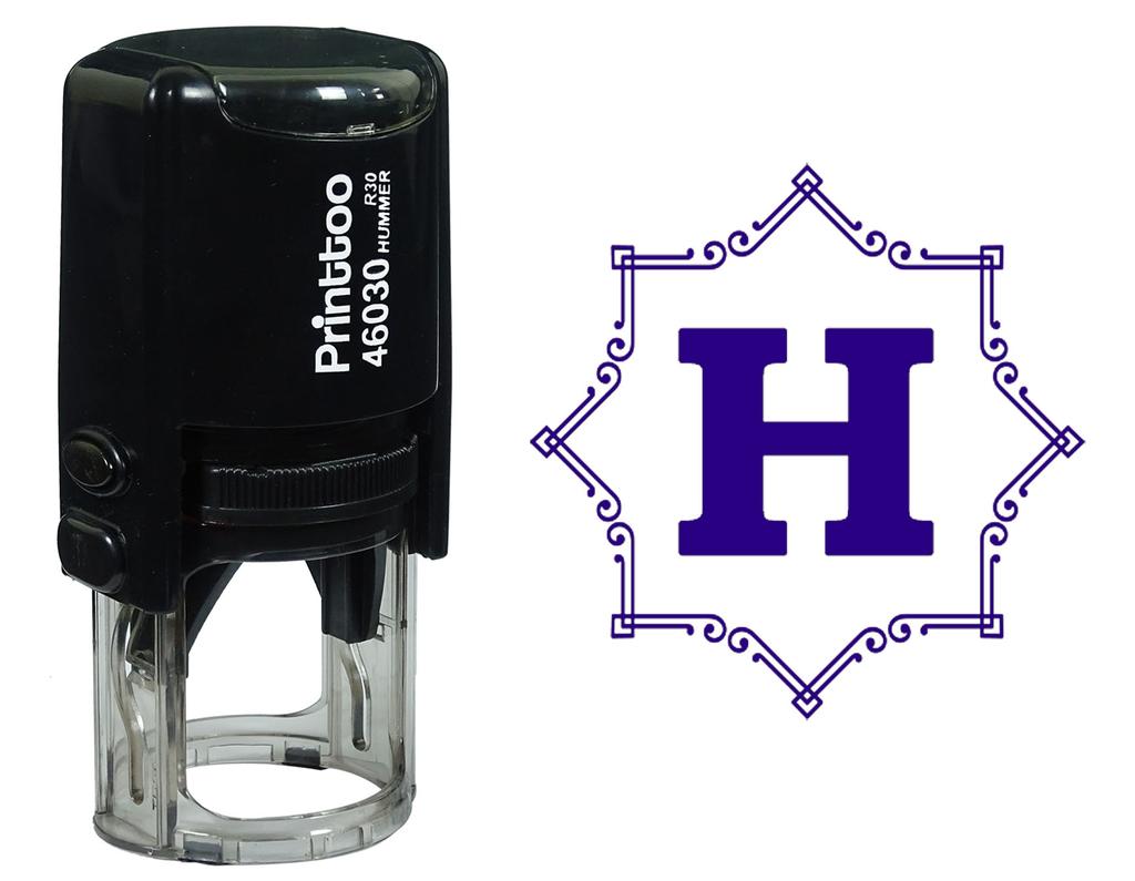 Printtoo Octagon Celtic Swirl Frame Alphabet H Monogram Self Inking Rubber Stamp Office
