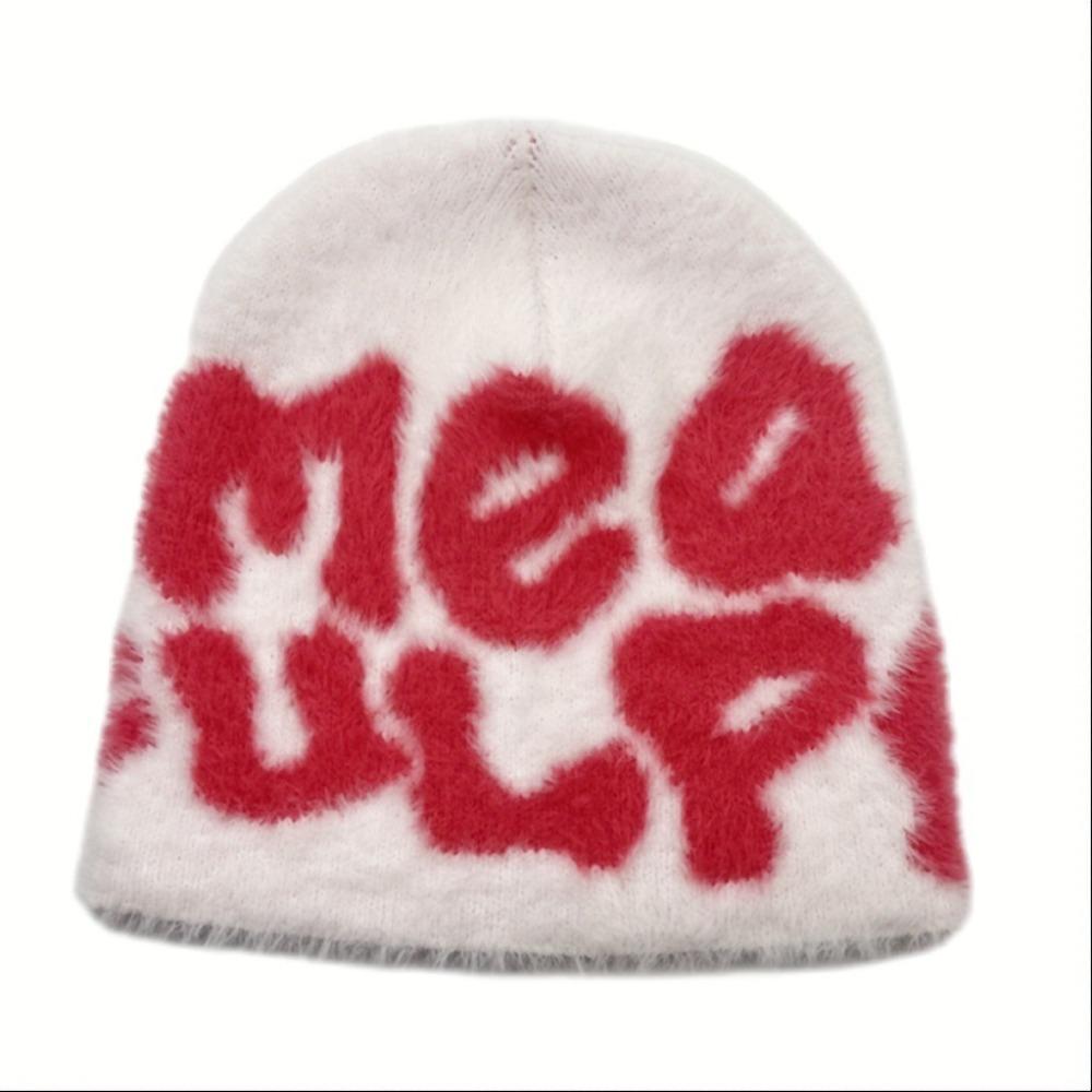 Wool Acrylic Beanie Bonnet Letter Printing Cold Cap Gothic Casual Skullies Men Women