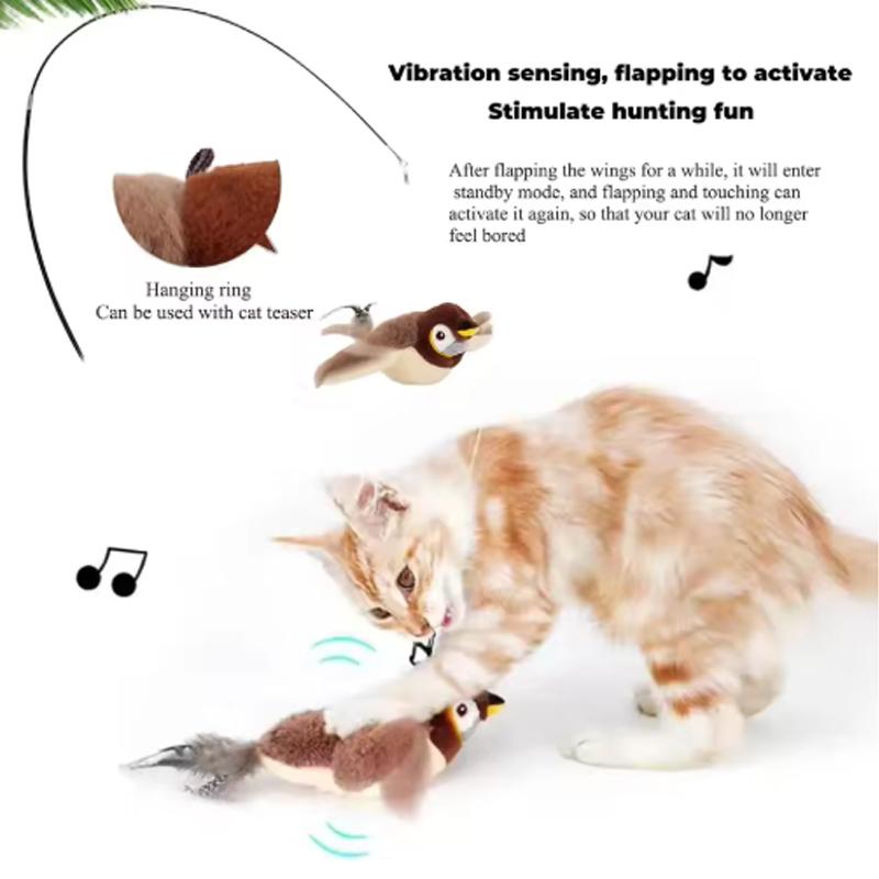 New Simulated Bird Cat Toy Interactive Toys Dog Rechargeable Chirping Flapping Bird(no Flying) Touch Activated Plush Toy Pet