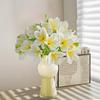 5PCS PU Real Touch Lifelike Artificial Plumeria Frangipani Flower Stems Wedding Home Party Spring Flowers Decoration (White)