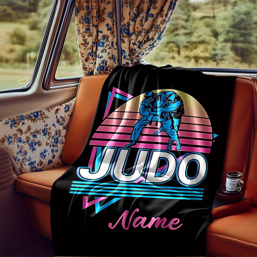 Judo Fighters Sunset Stripes Blanket Personalized Name Soft Comfortable Stylish Blanket Car Blanket Perfect For Travel Camping Outdoor Home Suitable