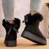 Fashion Sweet Lace Up Bowknot Decoration Furry Snow Boots Women 2025 Winter Soft Thick Bottom Fur Ankle Boots Warm Short Plush Booties