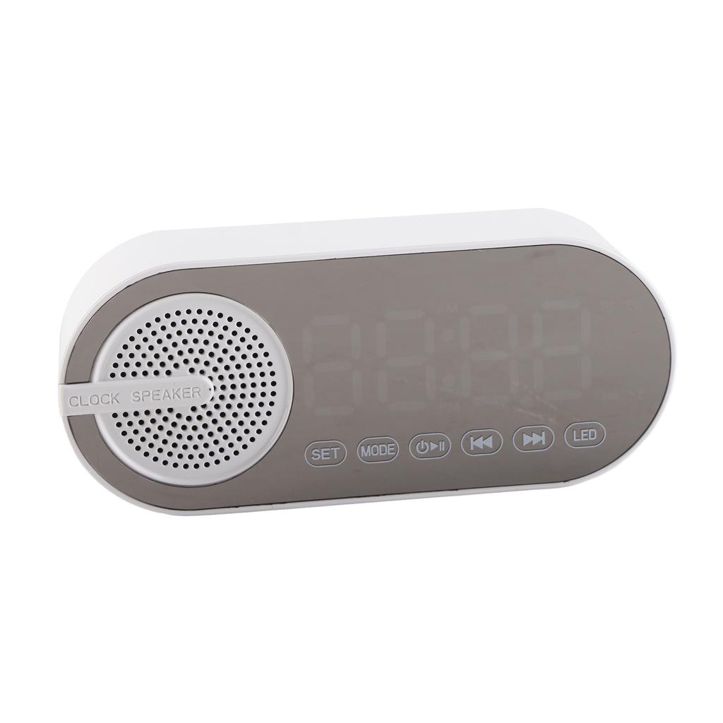 Bluetooth Speaker Dual Alarm Clock Bluetooth5.0 Mirror Clock Speaker Rechargeable Portable for