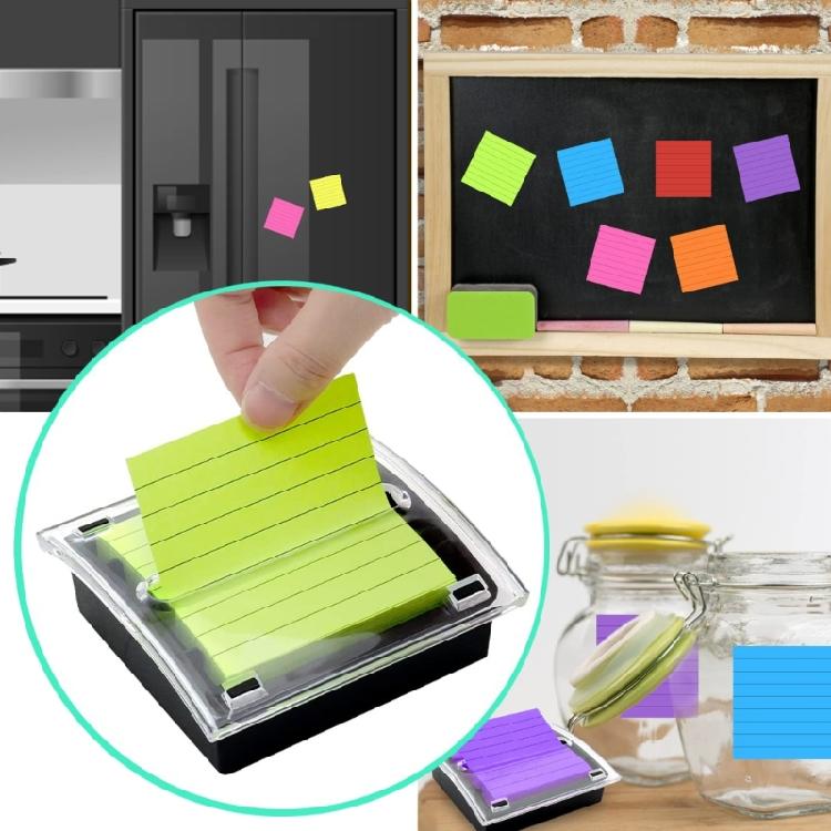 Desktop Note Container Clear Plastic Note Organiser Box Pull Out Sticky Notes Dispenser For School Office Home Use