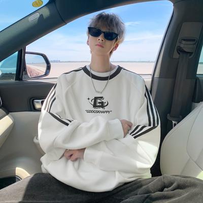 Sweatshirt Herren Frühling und Herbst Neu Locker Locker Jugend Student Vielseitig Rundhals Bedruckt Sportlich Lässige Jacke für Herren