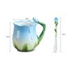 2025 New European Style Enamel Ceramic Coffee Mug Creative 3D Rose Flower Shape Teacups Pastoral Milk Cups with Spoon Gifts