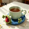 Funny Animal Drink Coaster Crochet Lizard Coaster, Handmade Knitted Cup Mat, 3D Flip Fun Coffee Break Design for Desk, Cute Heat Resistant