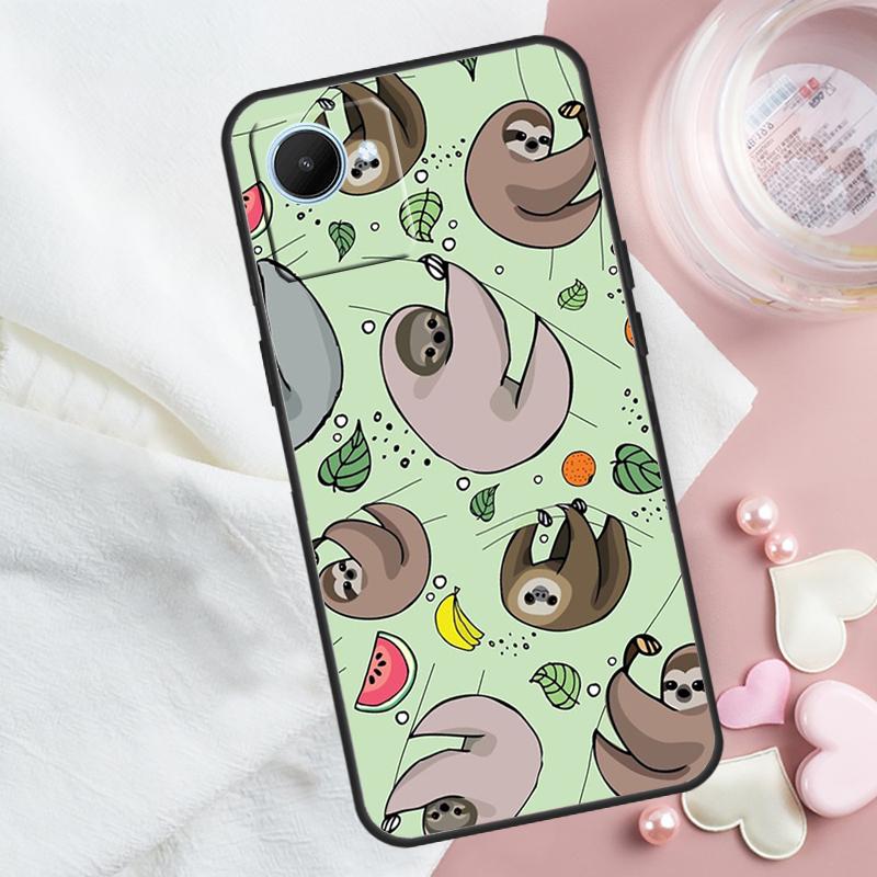 Cute Sloth Animal For Realme 14 10 11 12 13 Pro Plus GT 6 5 6T GT7 Pro C61 C55 C53 C51 C21Y C25S C75 C67 Case