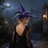 Mesh Witch Hat with Roses Halloween Star Hat Veil Rose Feather Cone Black Costume Headwear for Women Gothic Party Headwear Adult Cosplay Accessory