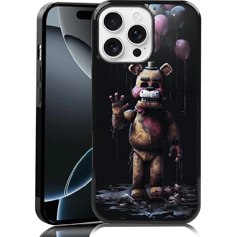 Black Cute FNAF Phone Case Fit for iPhone XR, TPU Shockproof Protective iPhone Case Horror Five Nights Video Game Phone Cover Gift for Boy Girl Men