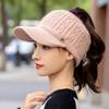 Autumn and Winter Warm Hollow Top Hat, Thickened and Can Tie A Ponytail To Prevent Cold, Ear Protection Knitted Hat, Fashionable Duckbill Hat