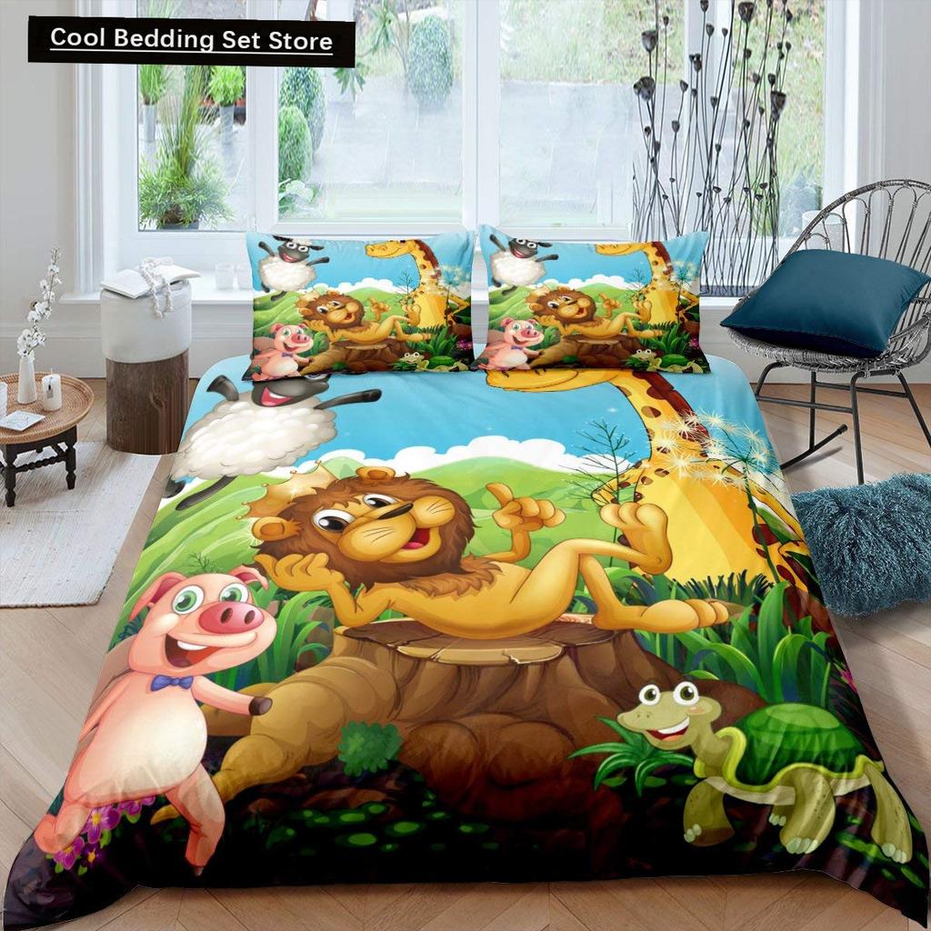 Rei Leão Rainha Capa de Edredom Conjunto de Cama Animal Relâmpago Leão Dourado 2/3 Peças Capa de Edredom Cinza Preto Dourado Poliéster Capa de Edredom