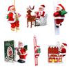 Climbing Santa Christmas Ornament Battery Operated Climbing On Beads Musical Moving Figure Xmas Decoration For Home Party