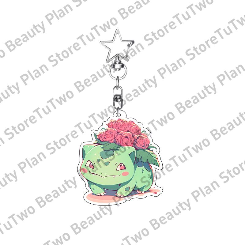 Anime Bulbasaur Squirtle Charmander Cartoon Key Chain Couple Girls Boys Acrylic Backpack Pendant Charm Family Gifts Jewelry Toys