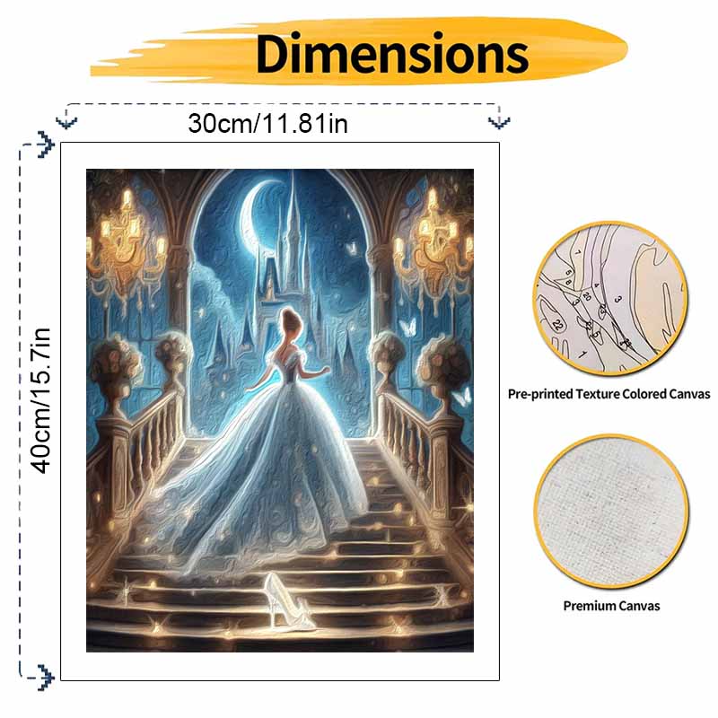 Disney Cinderella castle painting kit handmade diy gift home decoration wall art decor glitter aesthetic fantasy romantic princess scene