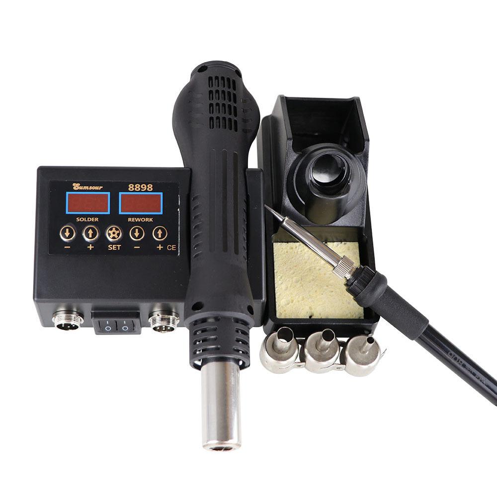 Soldering Station Digital Temperature Adjustable 2 In 1 SMD Solder Iron Hot Air Heat Gun Welding Rework For PCB IC Repair Tools