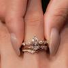 Fashion Inlaid Diamond Water Droplet High-end Ring Two-piece Set Single Diamonds Design Ring Unique Party Fine Jewelry Gift