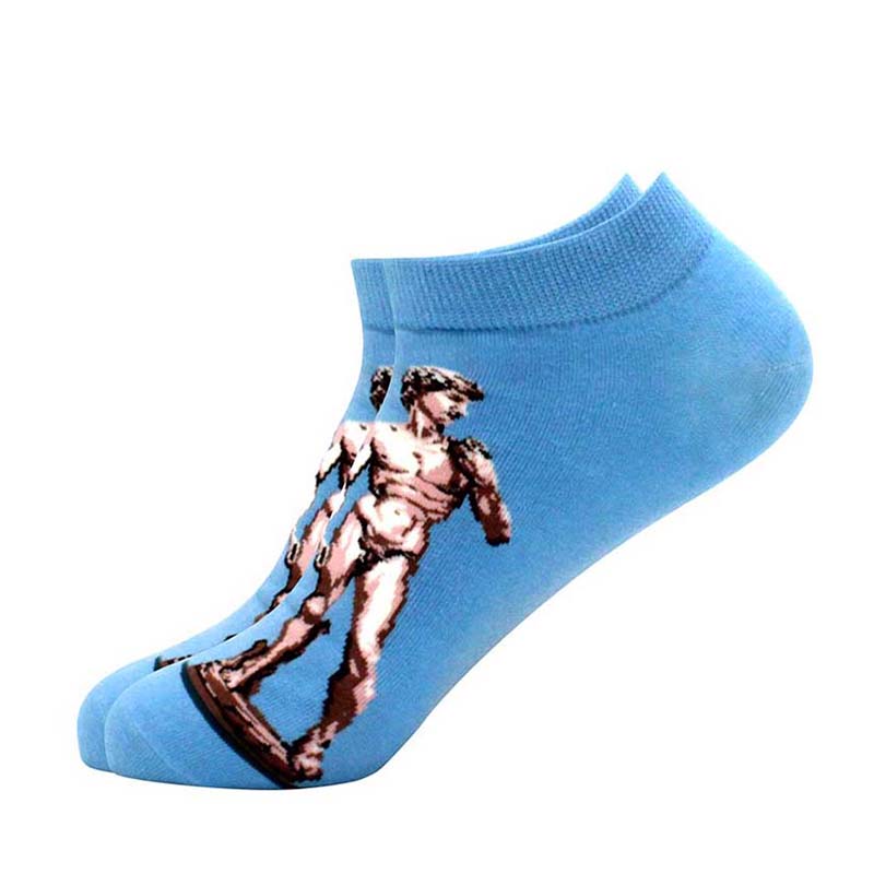 springtime Fashion Colorful Cotton Mens Socks Harajuku Stripe Art oil painting Animal Print Funny Happy Ankle Socks