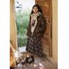 ZIHAN Women's Retro Irregular Plaid A-Line Skirt