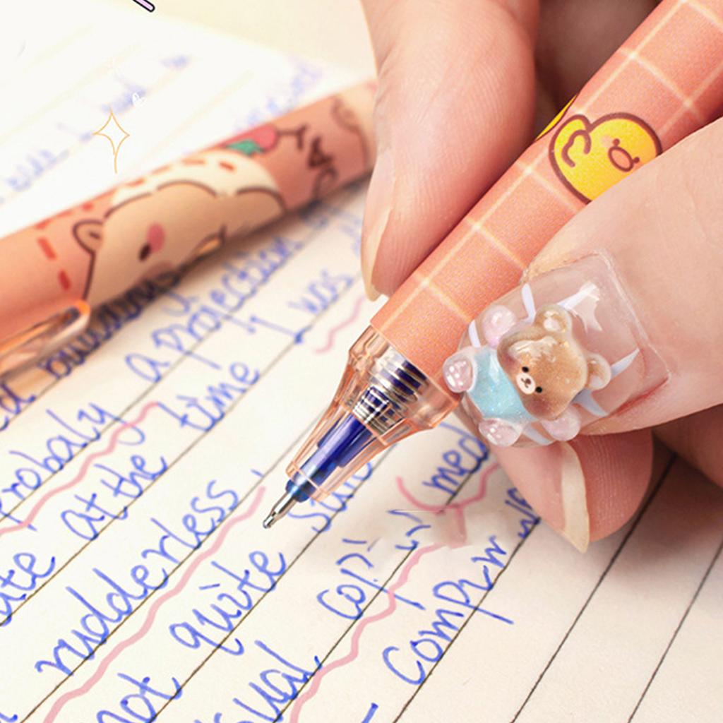 6Pieces Cartoon Gel Pen Erasable Retractable Gel Pen 0.5mm Office Writing Supplies for Adult Student Writing Noting
