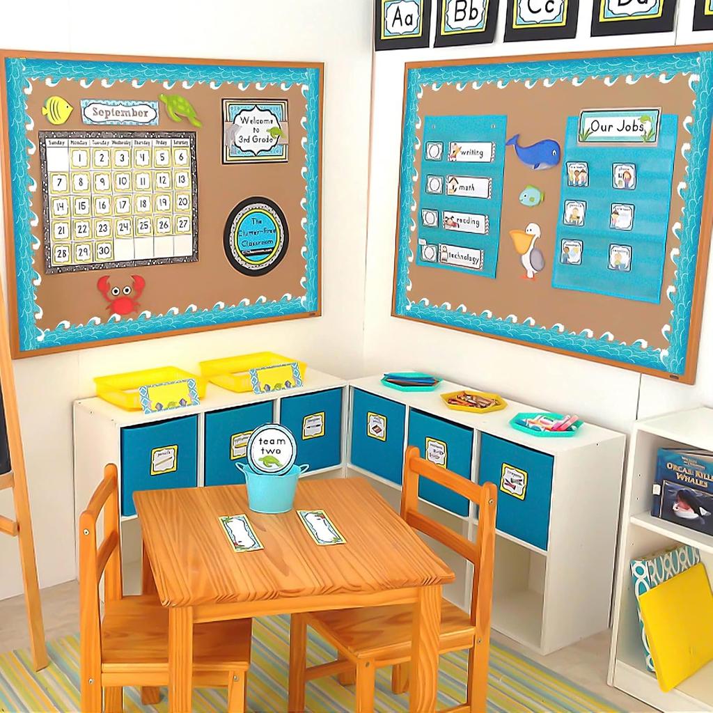 72 Feet Ocean Waves Die-Cut Bulletin Board Borders for Ocean Theme Classroom Decor Wall Decorations