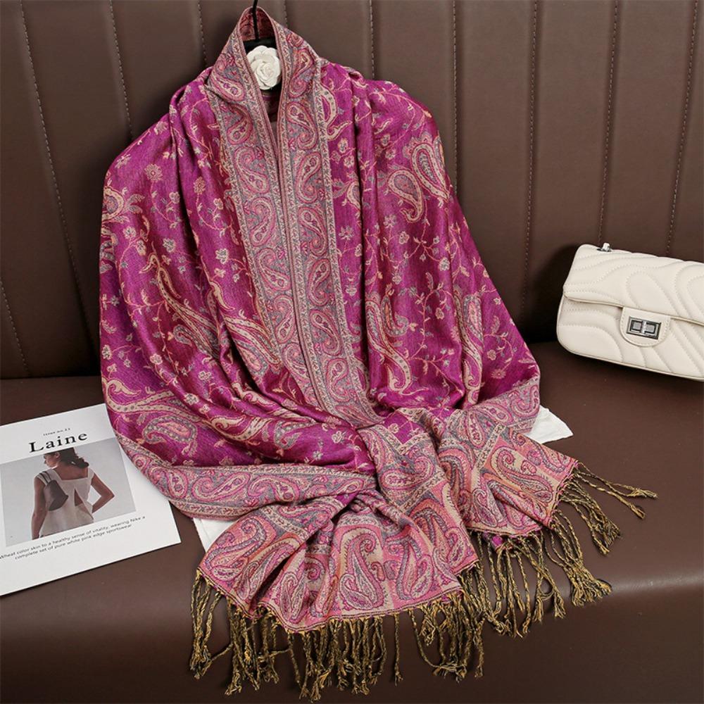 Thickened Paisley Jacquard Scarf Windproof Bohemia Poncho Hijab  Women/Men