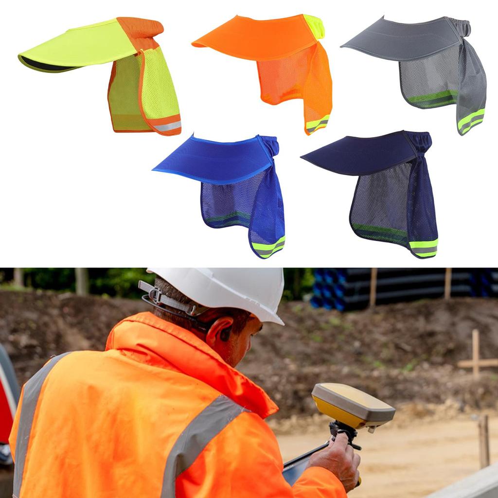 Schutzschirm für Schutzhelm mit Nackenschutz und reflektierendem Streifen, hohe Sichtbarkeit, breiter Rand für Bauarbeiter, Damen, Herren
